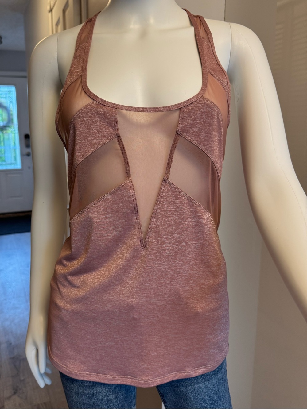 lululemon athletica Rose Taupe Mesh-Detail Racerback Tank size 6